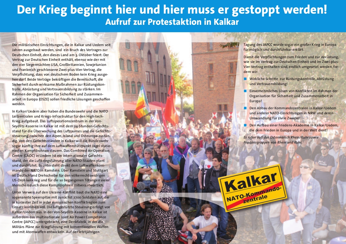 Auf­ruf zur Pro­test­ak­tion in Kalkar