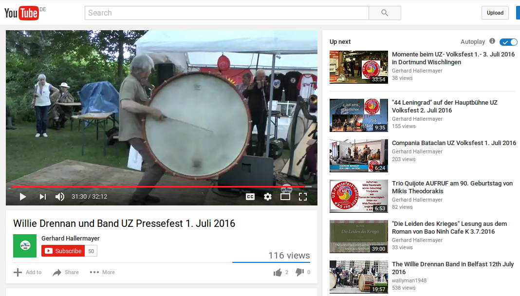 Willie Drennan mit Lambeg Drum