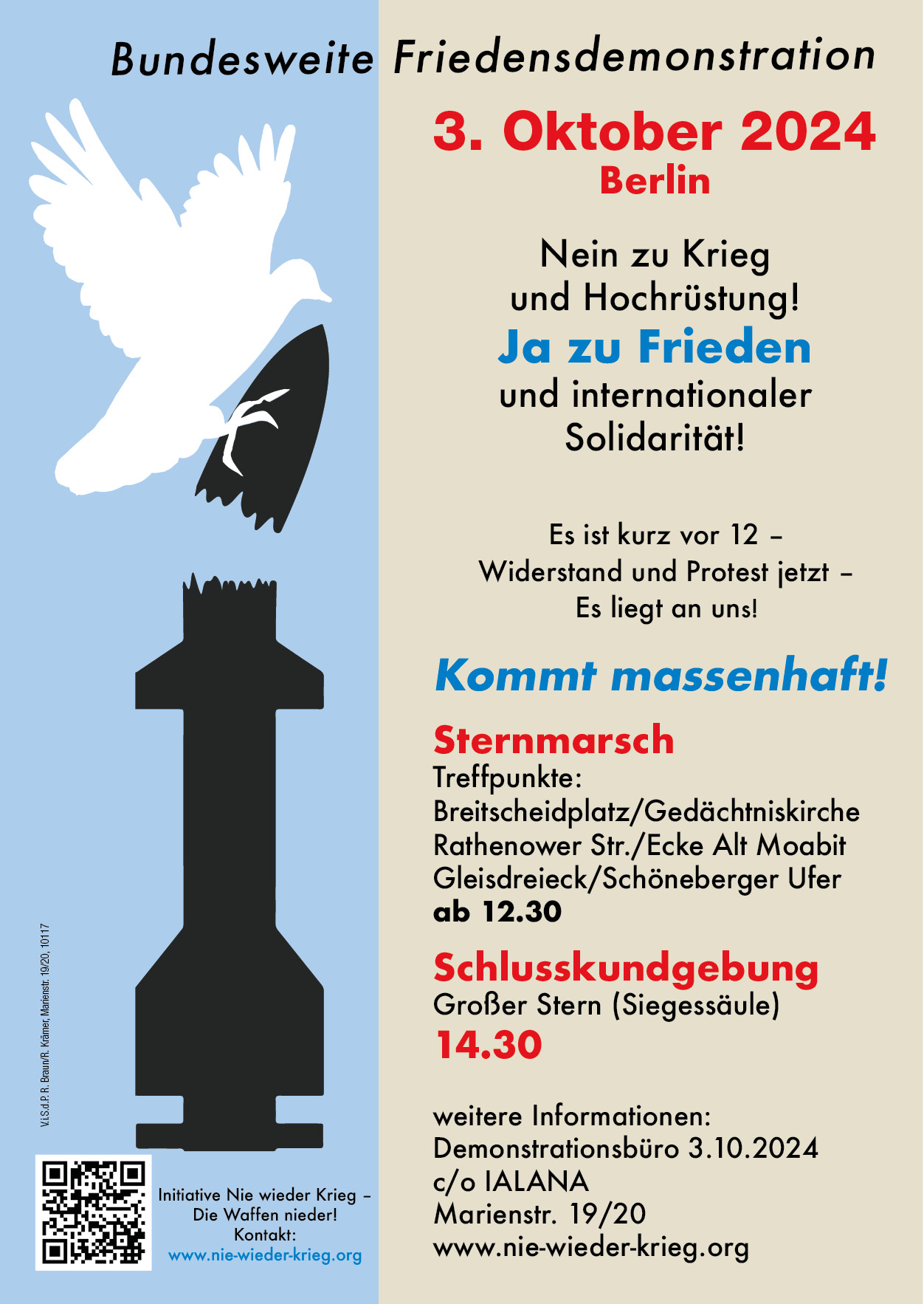 Frie­dens­de­mons­tra­tion am 3. Okto­ber 2024 in Berlin