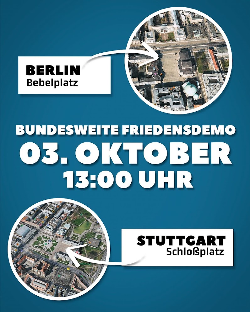 3. Okto­ber: Bun­des­weite Demons­tra­tio­nen in Ber­lin und in Stuttgart