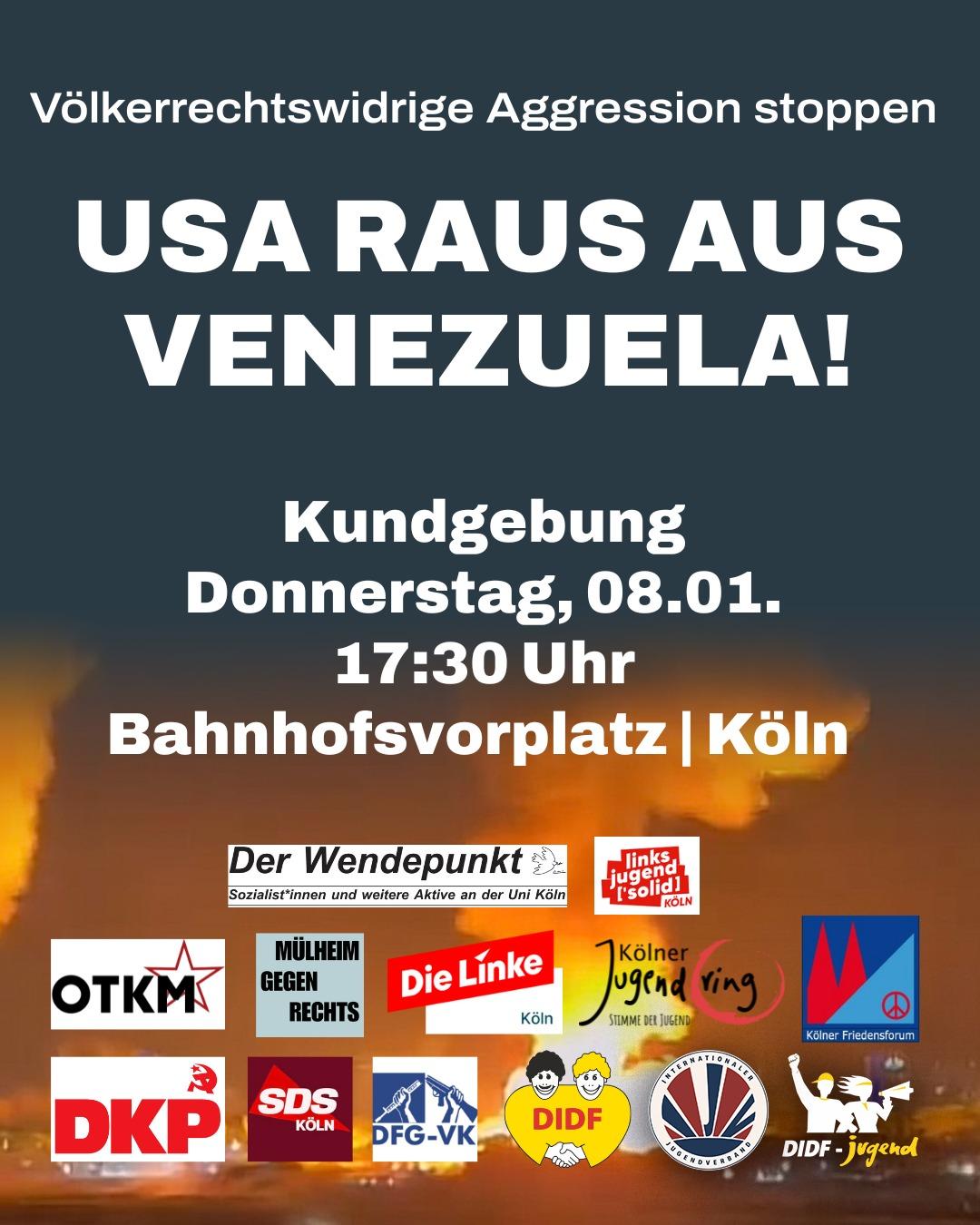 8. Januar: Kund­ge­bung – USA raus aus Venezuela!
